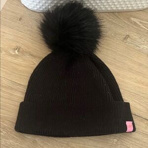 Black Knit Beanie with Pom Pom
